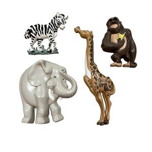 Vintage 1970s Burwood SET 4 JUNGLE ANIMALS WALL PLAQUES Homco Nursery Decor